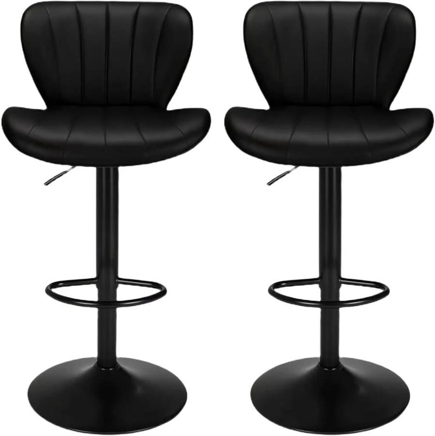 Corenia Barstoelen – Barkrukken – Barstoeltjes – Keukenkrukken – Zwarte Barstoel Set – Verstelbare Hoogte – 360° Draaibaar