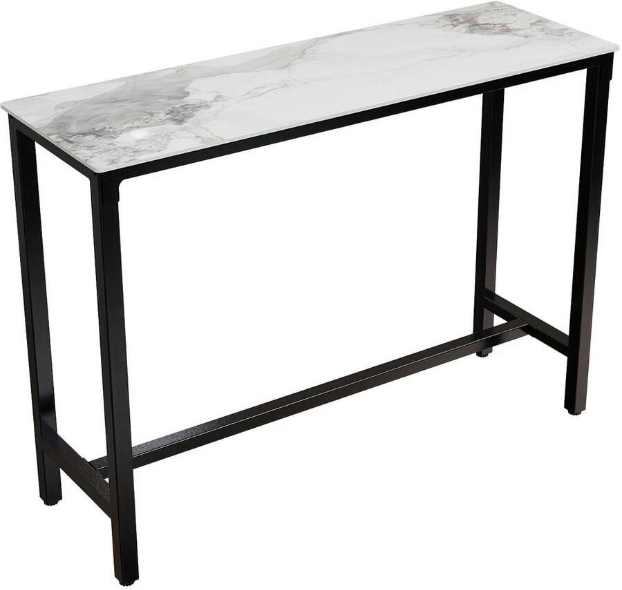 Corenia Bartafel Hoog – Barkruktafel – Statafel – Barmeubel – Keukentafel – Wit Zwart Sintered Stone Blad – Metaal Frame – Hittebestendig – 105 cm Hoog