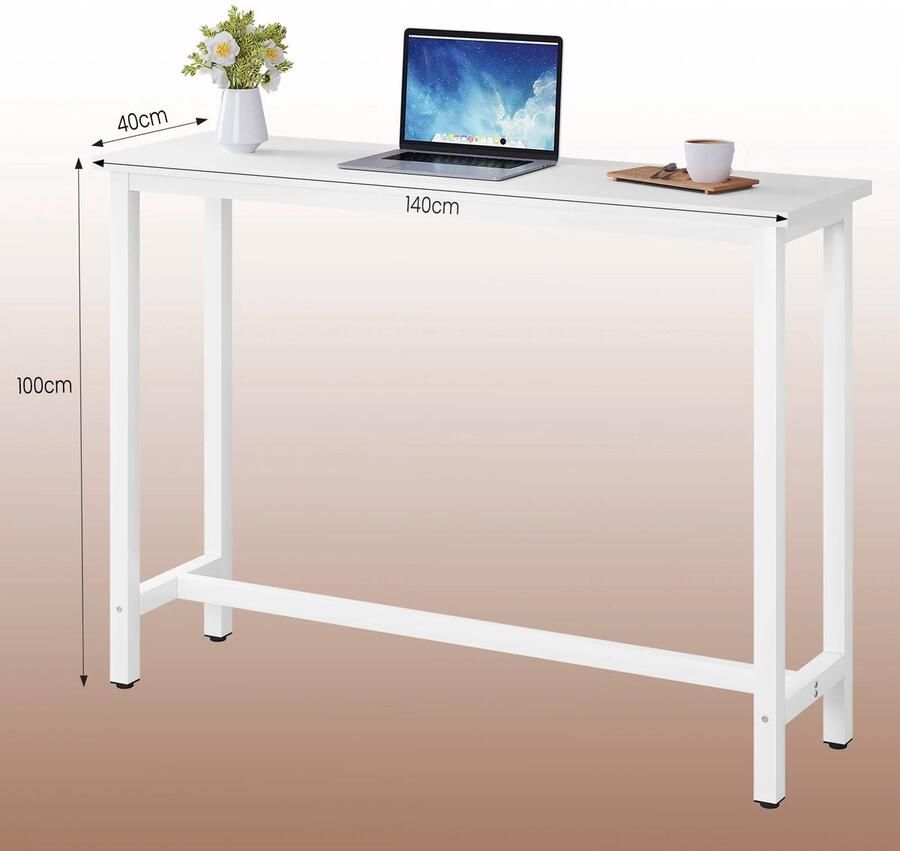 Corenia Bartafel Tafel Bistrotafel Met Voetsteun en Metalen Frame Eettafel 140x40x100cm Ontbijttafel Koffietafel of Sidetable Zwart