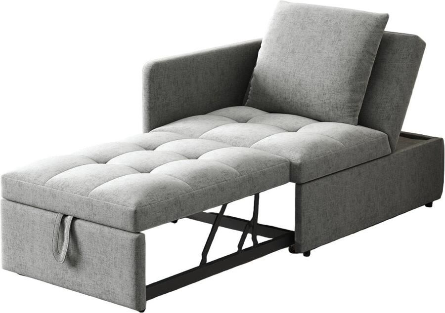 Corenia Bedbank – Slaapbank – Bankbed – Sofa Bed – Logeerbed – Gestoffeerd Linnen – Verstelbare Rugleuning – 3-in-1 Multifunctioneel