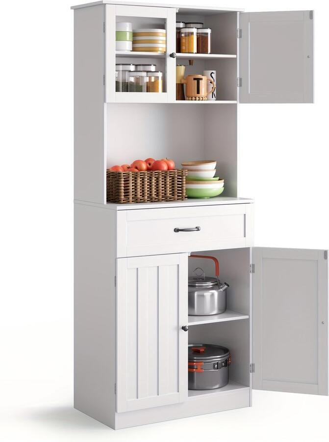 Corenia Bergkast – Opbergkast – Kast – Kledingkast – Dressoir – Witte kast – Grote capaciteit – Verstelbare planken – Stevig en duurzaam – Modern design