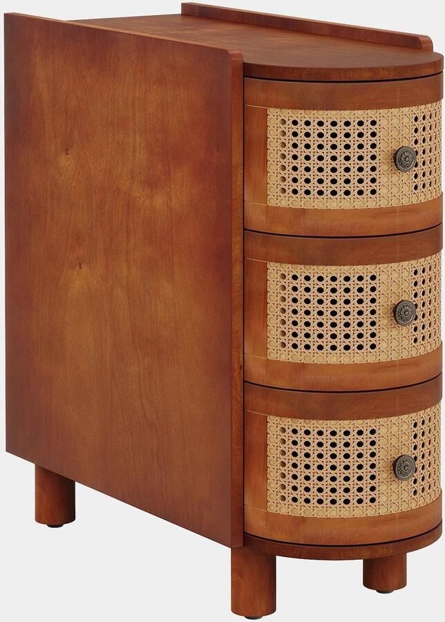 Corenia Bijzettafel – Opbergtafel – Nachtkastje – Salontafel – Houten Design – 2 Uittrekbare Laden – Wieltjes – Compact 60x27 5 cm