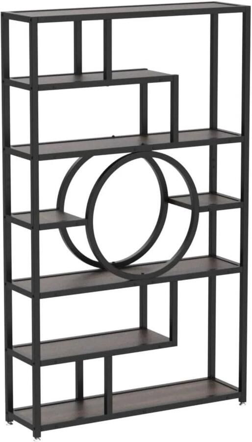 Corenia Boekenkast – Boekenkast Industriële Stijl – Opbergkast – Woonkamerkast – MDF En Staal 110 x 30 x 184 cm Zwart