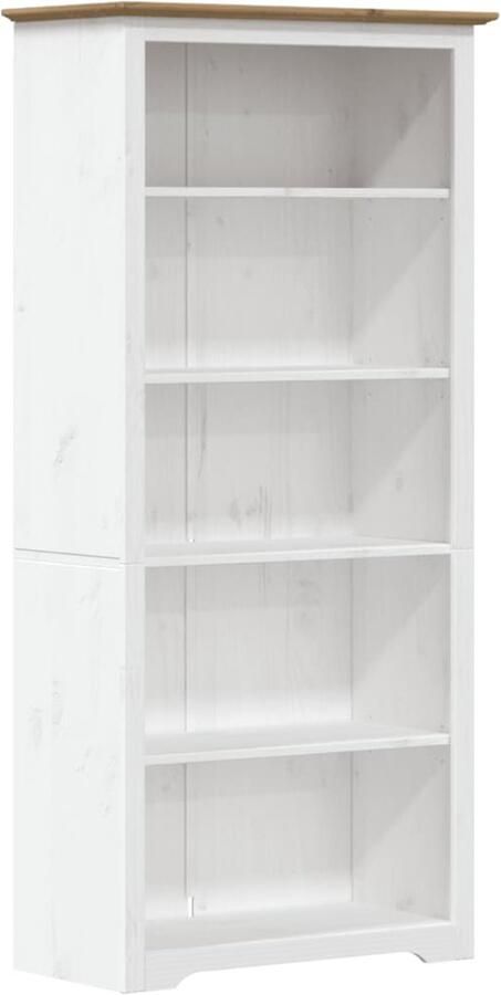 Corenia Boekenkast – Boekenkasten – Boekenplank – Opbergkast – Wandkast – Massief Hout – 5 Ruime Planken – Wit Gelakt – Compact Design