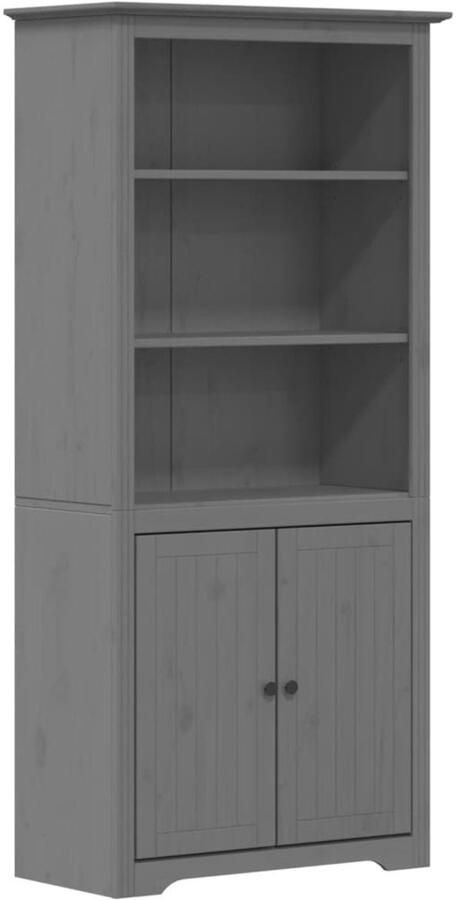 Corenia Boekenkast – Boekenkasten – Boekenrek – Vakkenkast – Opbergkast – Massief Grenenhout – 3 Open Planken en 2 Deuren – Frans Design – Compact 68 cm Hoog