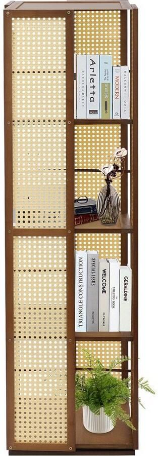 Corenia Boekenkast – Boekenrek – Opbergkast – Vakkenkast – Draaibare Kast – 4 Lagen – 360° Draaibaar – Hoogwaardig Bamboe Theebruin