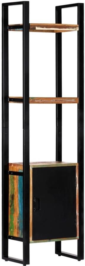 Corenia Boekenkast – Boekenrek – Opbergkast – Vakkenkast – Kast – Gerecycled Massief Hout – 3 Planken Met 1 Deur