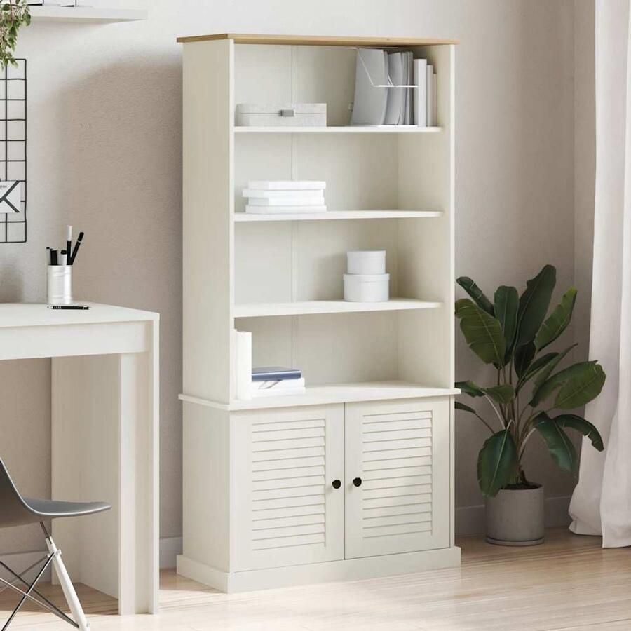 Corenia Boekenkast – Boekenrek – Opbergkast – Vakkenkast – Massief Essenhout – Wit – Stevig & Onderhoudsvriendelijk