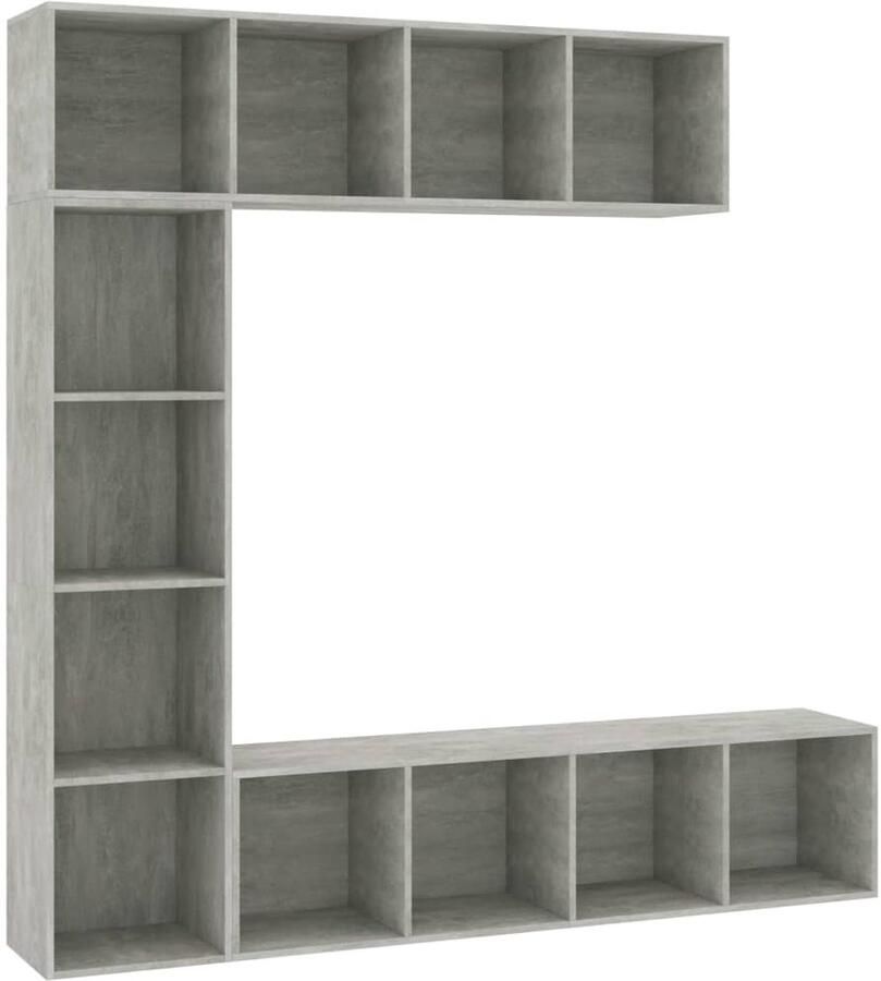 Corenia Boekenkast – Boekenrek – Opbergkast – Vakkenkast – Stellingkast – Betongrijs – 12 Vakken – Vochtbestendig Hout