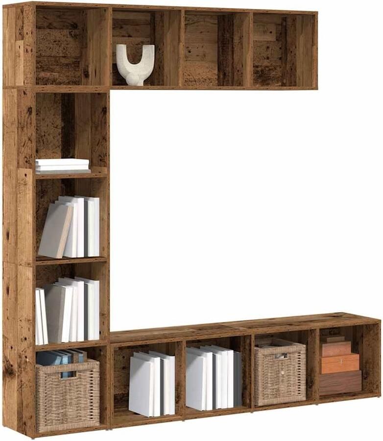 Corenia Boekenkast – Boekenrek – Opbergkast – Wandkast – Vakkenkast – 12 Vakken – Vochtafstotend Hout Met Old Wood Look