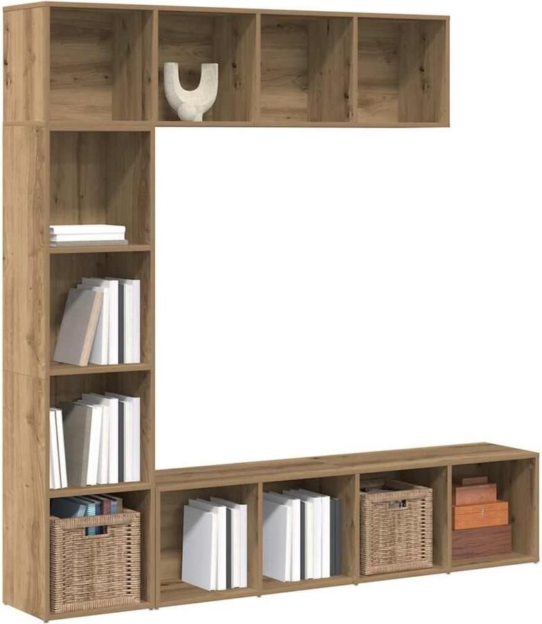 Corenia Boekenkast – Boekenrek – Vakkenkast – Opbergkast – Wandkast – Artisan Eikenlook – 12 Vakken – Vochtbestendig Hout