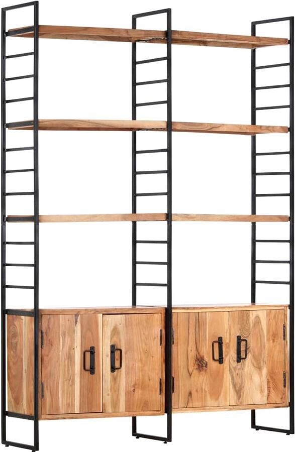 Corenia Boekenkast – Boekenrek – Vakkenkast – Stellingkast – Opbergkast – Massief Acacia Hout – Gepoedercoat Staal