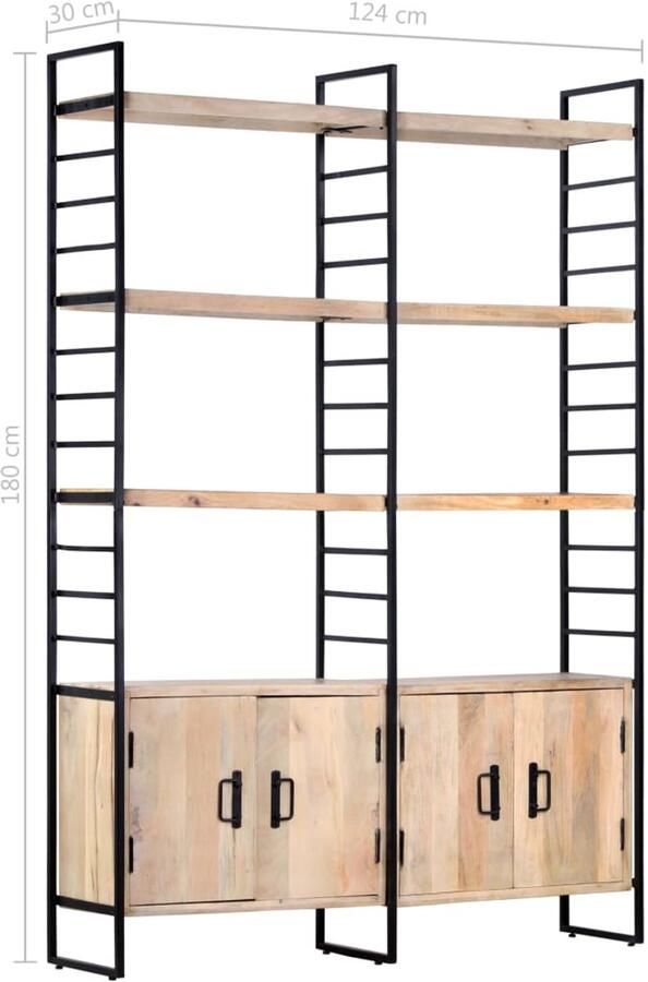 Corenia Boekenkast – Boekenrek – Vakkenkast – Stellingkast – Opbergkast – Massief Mango Hout – Industrieel Metaal Frame