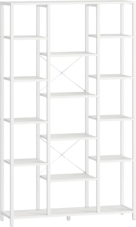 Corenia Boekenkast – Boekplank – Boekenrek – Opbergkast – Boekhouder – Wit – 15 Planken – Stevig Houten Frame – 170x100x30 cm