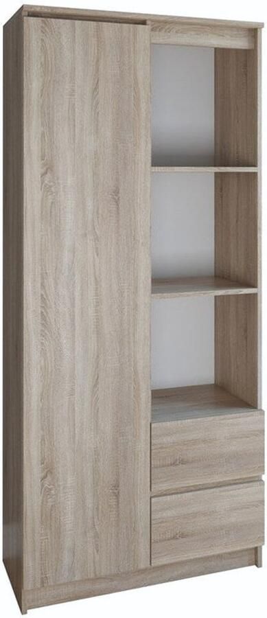 Corenia Boekenkast – Vakkenkast – Opbergkast – Kast – Boekenrek – Sonoma Eiken Kleur – 7 Planken en 2 Lades – Duurzaam Gelamineerd MDF – 180x80x35 cm