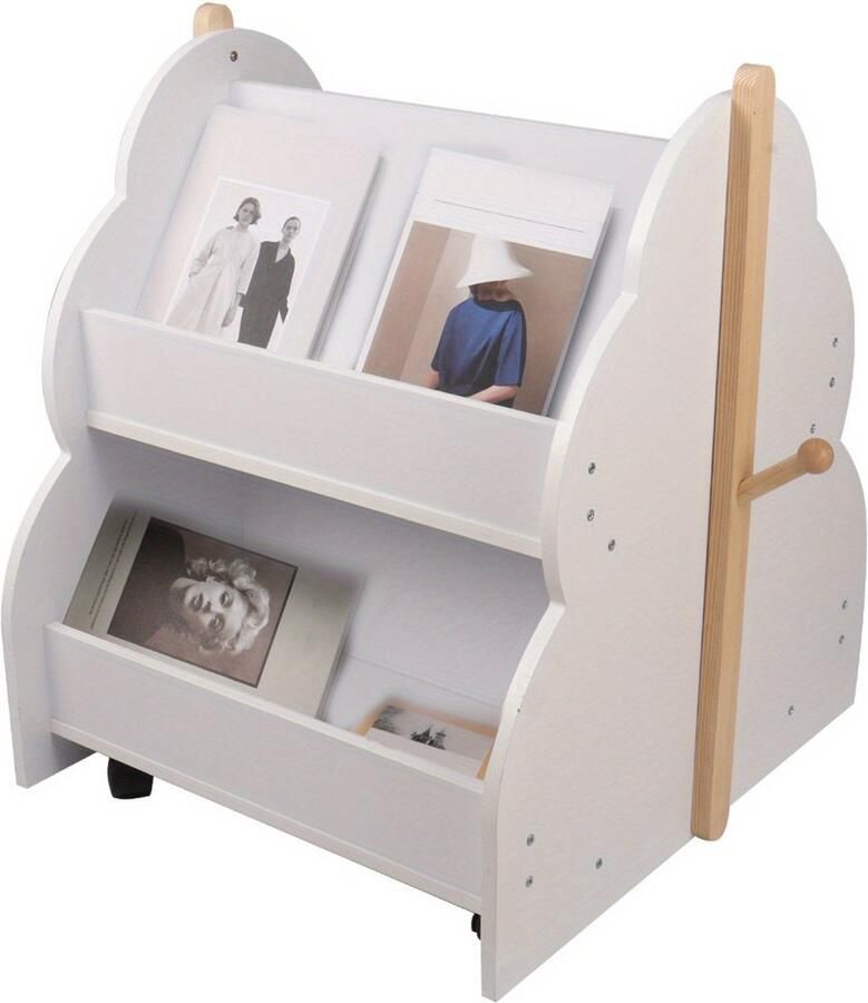 Corenia Boekenplank – Boekenkast – Wandrek – Opbergkast – Boekenrek – Mobiel Op Wieltjes – Boomvormig Ontwerp – 2 Lagen – 50x54x61 cm – Duurzaam Kunststof