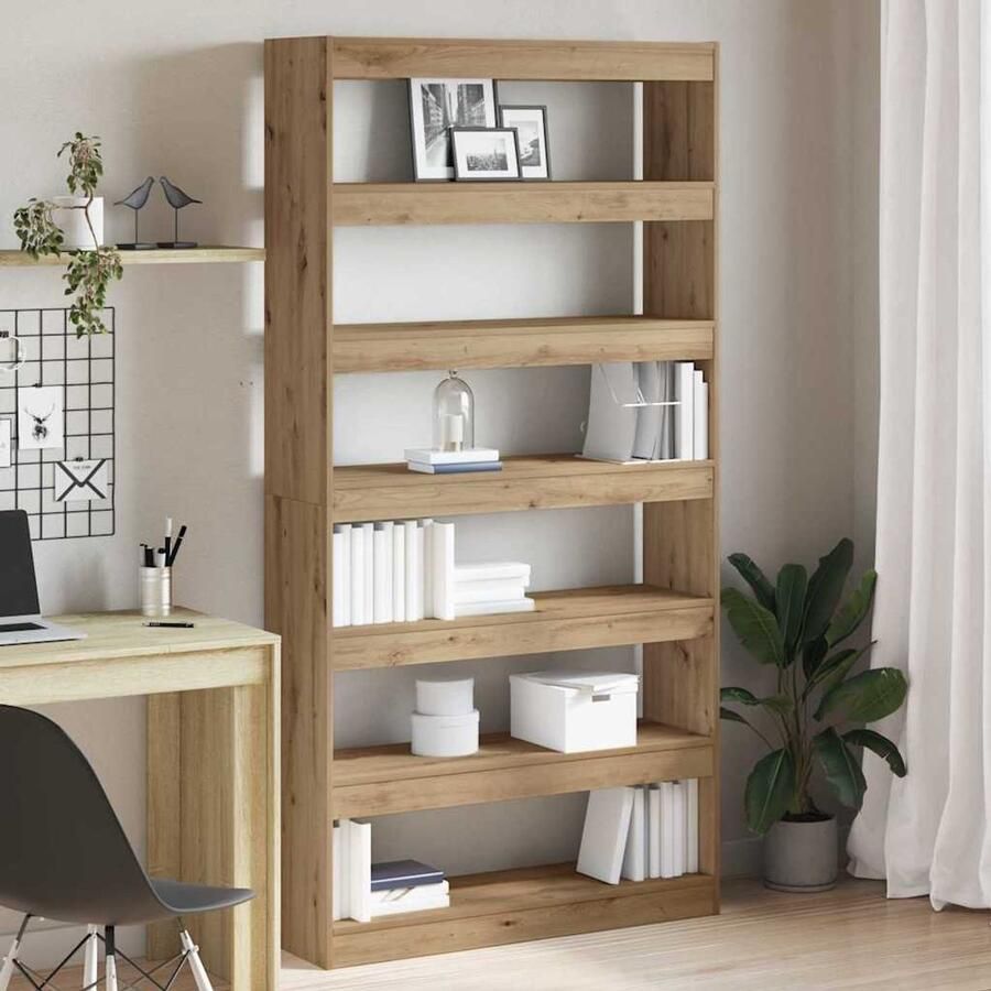 Corenia Boekenplank – Wandplank – Boekenrek – Wandrek – Opbergplank – Houten 6 Lagen – Eikenkleur – Inclusief Bevestigingsmateriaal