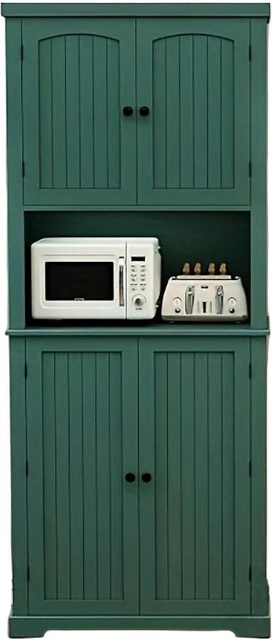 Corenia Buffetkast – Keukenkast – Opbergkast – Dressoir – Kasten – Hoog model – 7 Planken – Groen – Vezelplaat met hout