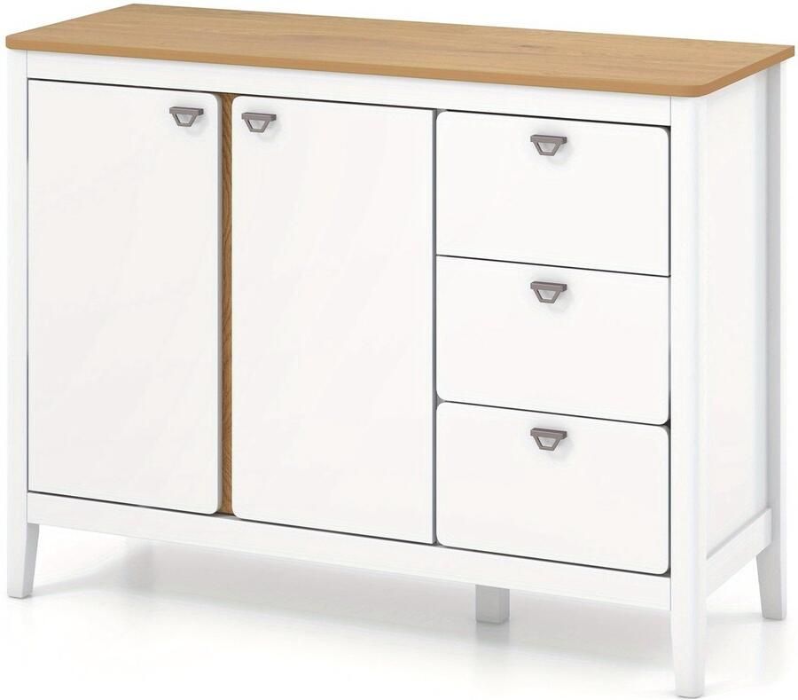 Corenia Buffetkast – Opbergkast – Keukenkast – Ladekast – Wit Houten Meubel – Anti-Kantelbeveiliging – Stevige MDF En Houtconstructie – 106x40x80 cm