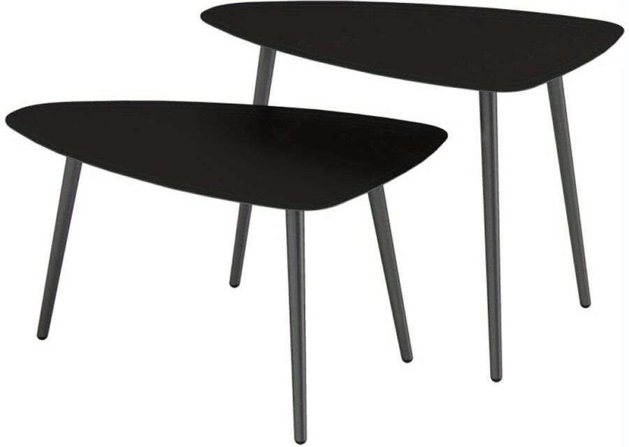 Corenia Buiten Tafel – Bijzettafel – Tuin Tafeltje – Balkon Tafel – Zwarte Metalen Tafels – Weerbestendig – Verstelbare Voetjes