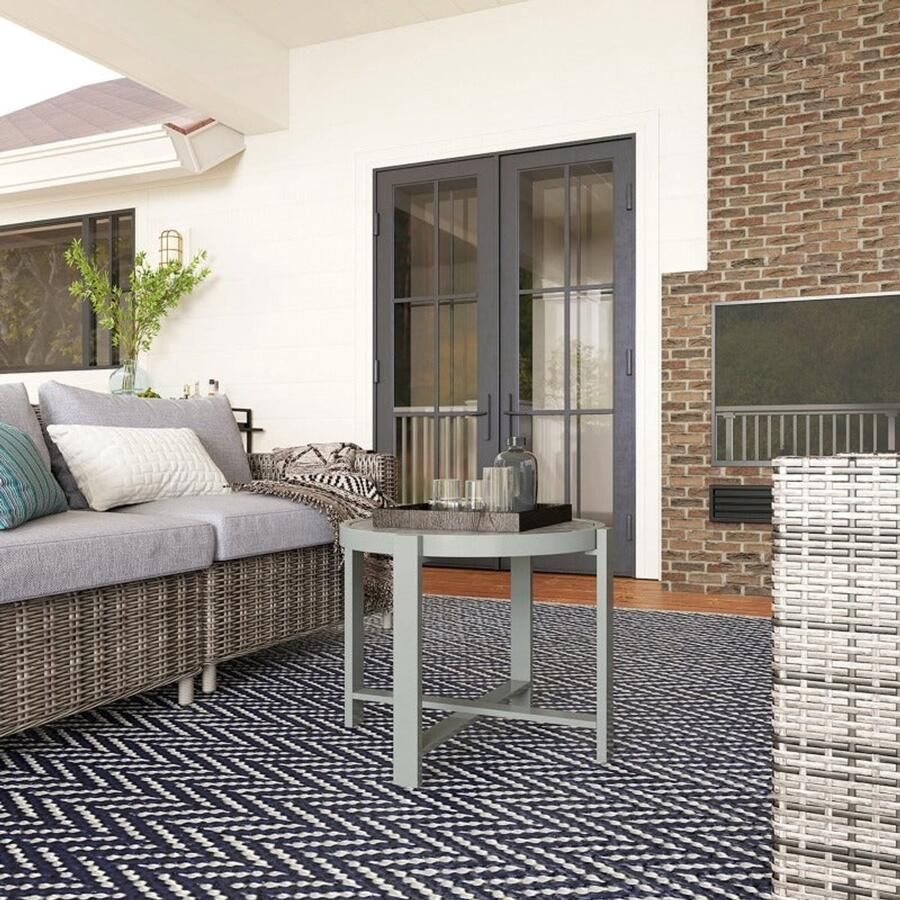 Corenia Buitentafel – Bijzettafel – Balkontafel – Koffietafel – Eettafel – Verstelbare Hoogte – Weerbestendig Aluminium met Marmerlook Tafelblad