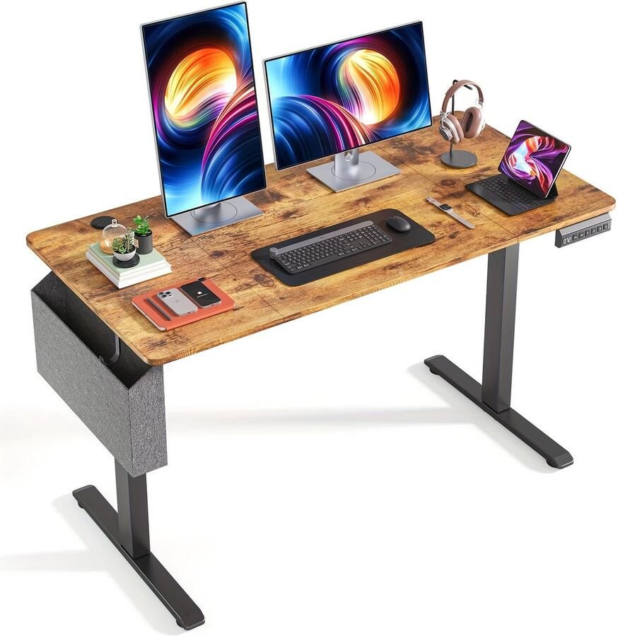 Corenia Bureau – Bureaublad – Werkplek – Bureauwerk – E-Sports Desk – Verstelbare Hoogte – Houten Tafelblad – Stevig Metaal – Wit – Ruim & Functioneel