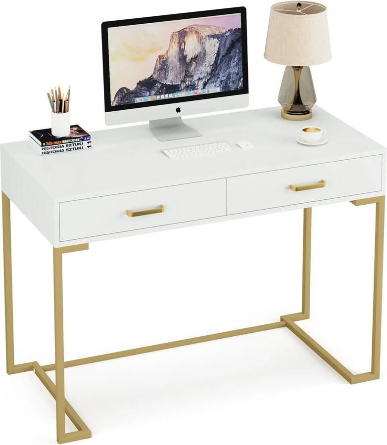 Corenia Bureau – Compact Bureau – Schrijftafel – Werkplek – Laptoptafel – 2 Lades – MDF Tafelblad
