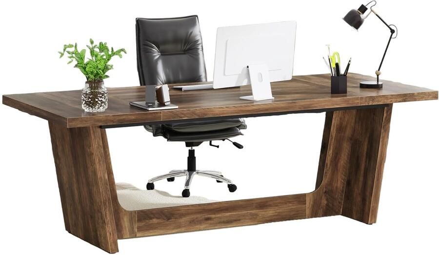 Corenia Bureau – Computertafel – Werkplek – Schrijftafel – Houten Bureau – Industrieel Design – 180x80 cm – Stevige Houten Constructie – Rustieke Bruine Afwerking