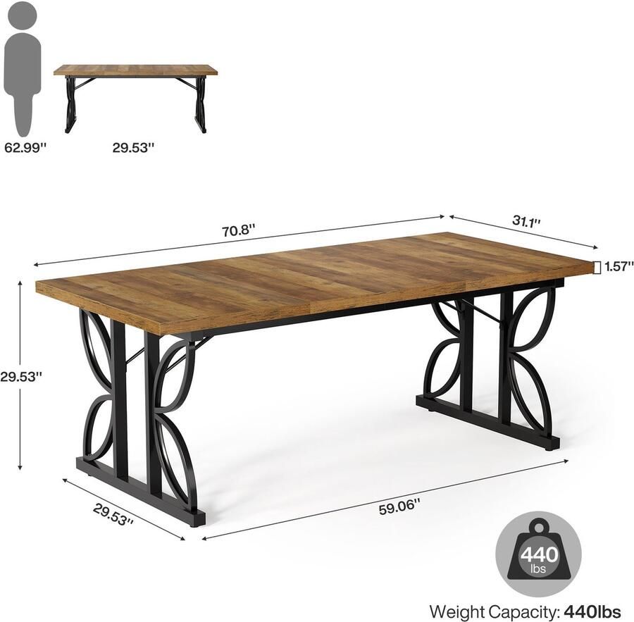 Corenia Bureau – Computertafel – Werktafel – Schrijftafel – Extra Lang Bureau – Robuuste Metalen Poten – 179 83 cm Breed – Industrieel Design