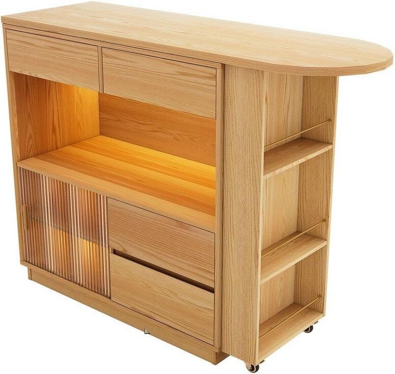 Corenia Bureau – Hoekbureau – Computertafel – Werktafel – Bureautafel – L-Vormig – Natuurlijke Houtkleur – Hardhouten MDF Constructie – Draaibaar Werkoppervlak – Opbergrekken