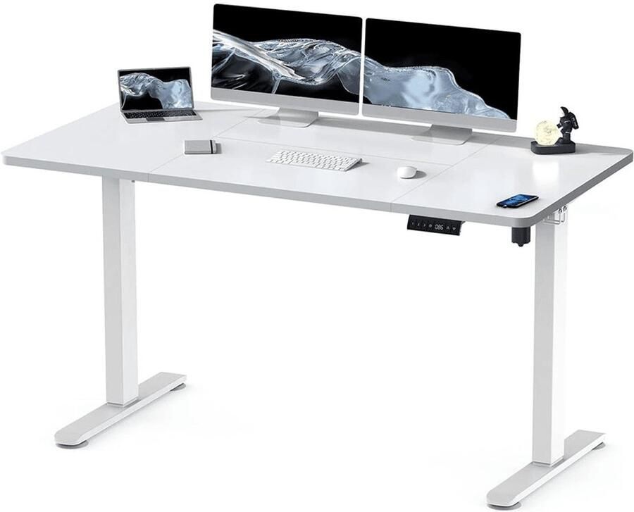 Corenia Bureau Verstelbaar – Zit Sta Bureau – Hoekbureau – Computerbureau – Werktafel – 120x60 cm – Stabiel Metalen Frame – In Hoogte Verstelbaar