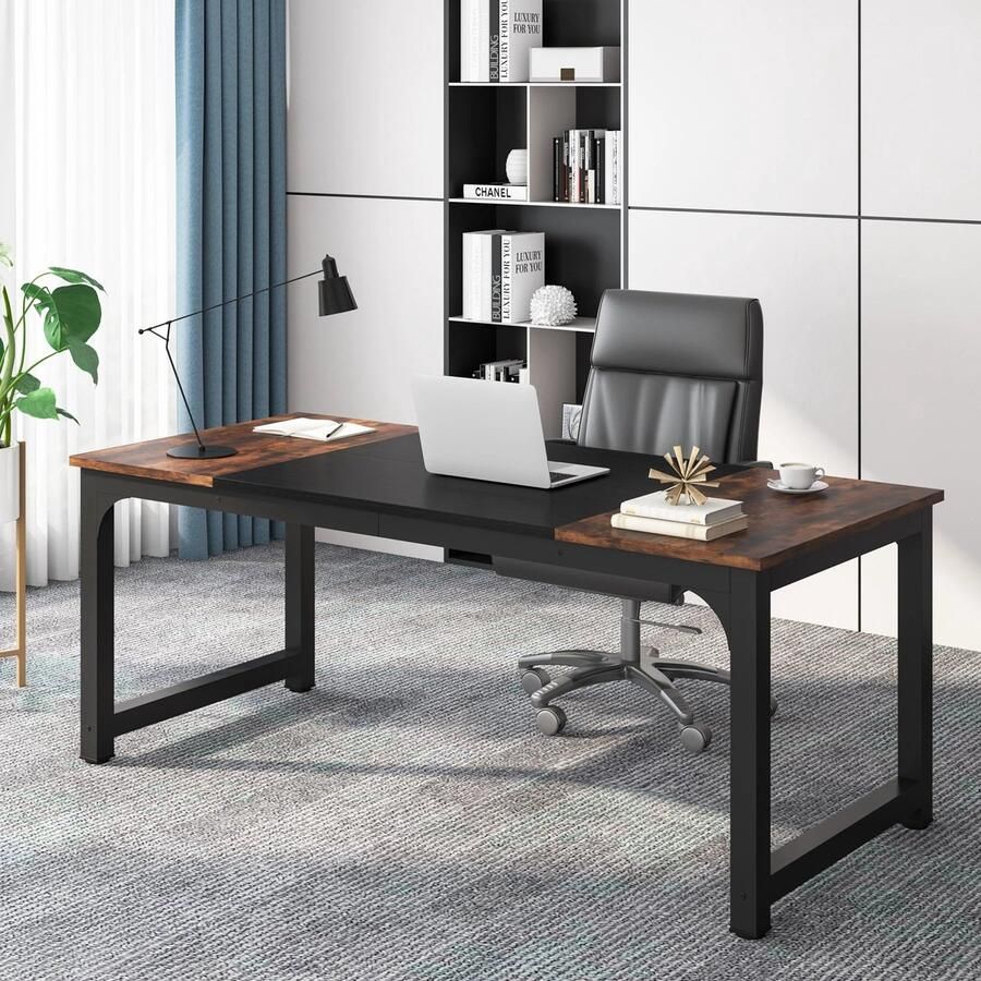 Corenia Bureau – Werkplek – Computerbureau – Schrijftafel – Studiebureau – 180 Cm Breed – E1 Spaanplaat Metalen Poot