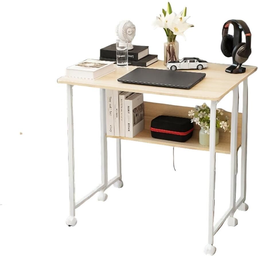 Corenia Bureau – Werkplek – Schrijftafel – Computertafel – Opvouwbaar – Mobiel met Wieltjes – Ruimtebesparend 80 cm – Duurzaam Engineered Wood