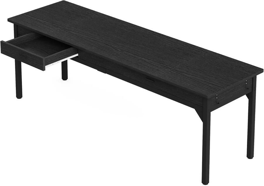 Corenia Bureau – Werkplek – Thuiswerkplek – Twee Personen – Extra Breed – Met Laden – Verstelbare Pootbeschermers 200 x 60 x 82 cm Zwart