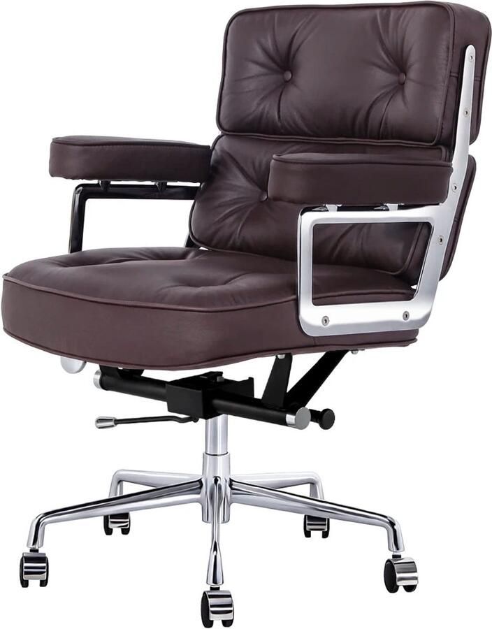 Corenia Bureaustoel – Bureaustoel Draaibaar – Computerstoel Bureaustoel Lederen – Bureaustoel Ergonomisch – Hoge Rugleuning – Gaslift Verstelbaar Donkerbruin