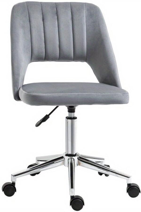 Corenia Bureaustoel – Bureaustoel Zonder Armleuningen – Ergonomische Stoel – Werkstoel – Draaistoel – Donkergrijs Fluweelstof – Verstelbare Hoogte – Vijf Wieltjes
