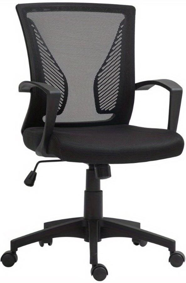 Corenia Bureaustoel – Bureaustoelen – Kantoorstoel – Draaistoel – Office Chair – Verstelbare Hoogte – Kantelfunctie Met Spanningregelaar – Max. 120 2 kg – Vijfwielig Niet-Markerend Onderstel – Zwarte Stof