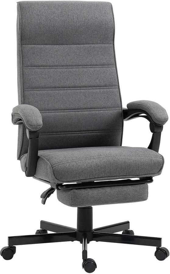 Corenia Bureaustoel – Bureaustoelen – Kantoorstoel – Gamestoel – Draaistoel – Verstelbare zithoogte – Inklapbare voetensteun Grijs