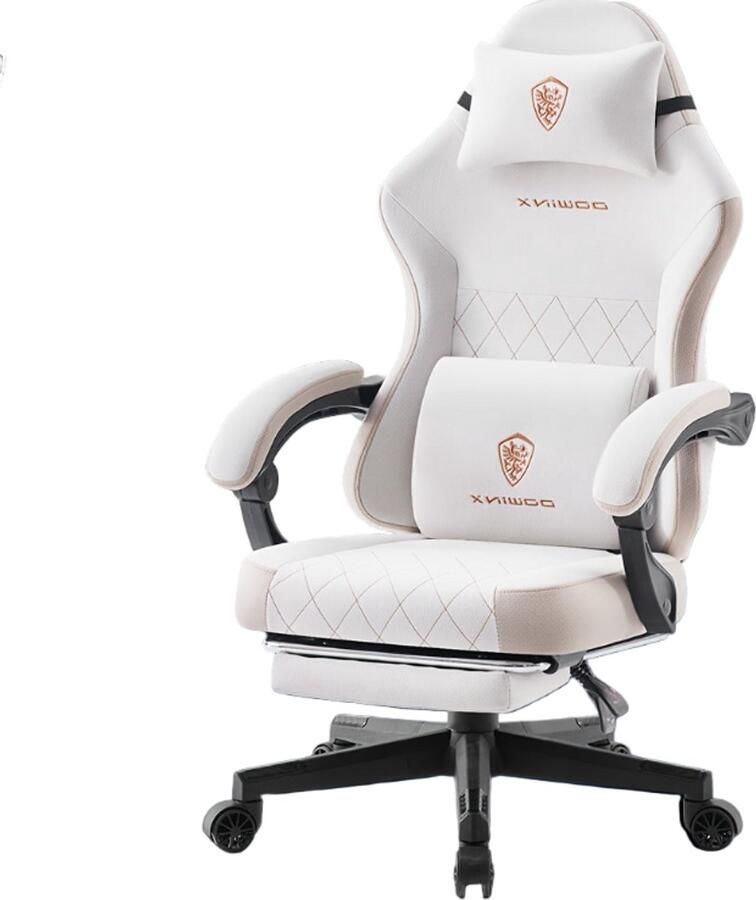 Corenia Bureaustoel – Bureaustoelen – Office Chair – Gaming Stoel – Draaistoel – Ergonomisch – Verstelbare Hoogte – Lendensteun Met Hoofdsteun – Max 136 kg – Beige