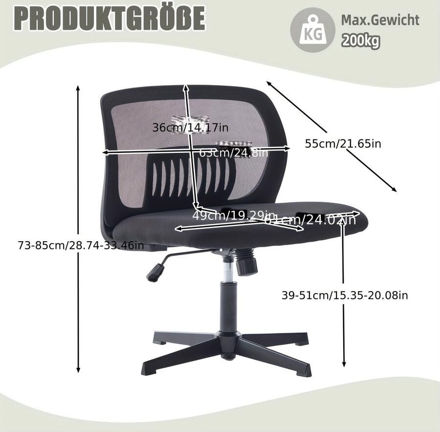 Corenia Bureaustoel – Draaistoel – Verstelbare Stoel – Studiekamerstoel – Zwarte Ergonomische Bureaustoel – Comfortabel Katoenen Kussen – Stevige Metalen Constructie