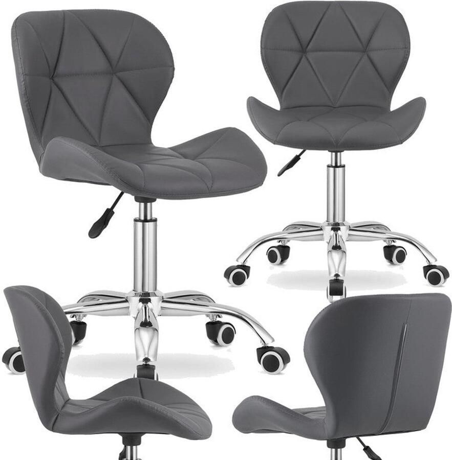 Corenia Bureaustoel – Draaistoel – Werkstoel – Kantoorstoel – Stoel – Verstelbare Hoogte 46-61 cm – Ecologisch Leer Zitting