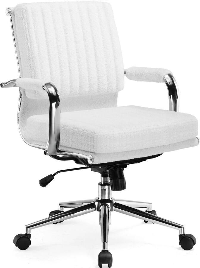 Corenia Bureaustoel – Ergonomische Bureaustoel – Werkstoel – Kantoorstoel – Stoel Met Ademend Textiel – In Hoogte Verstelbaar – Schommelbaar Tot 130° 49 x 49 x 105 cm Wit