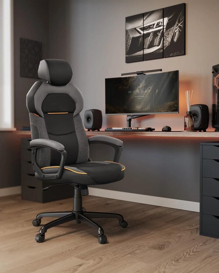 Corenia Bureaustoel – Ergonomische Stoel – Comfortabele Bureaustoel – Verstelbare Werkstoel – Ademend Materiaal – Gewatteerde Armleuningen