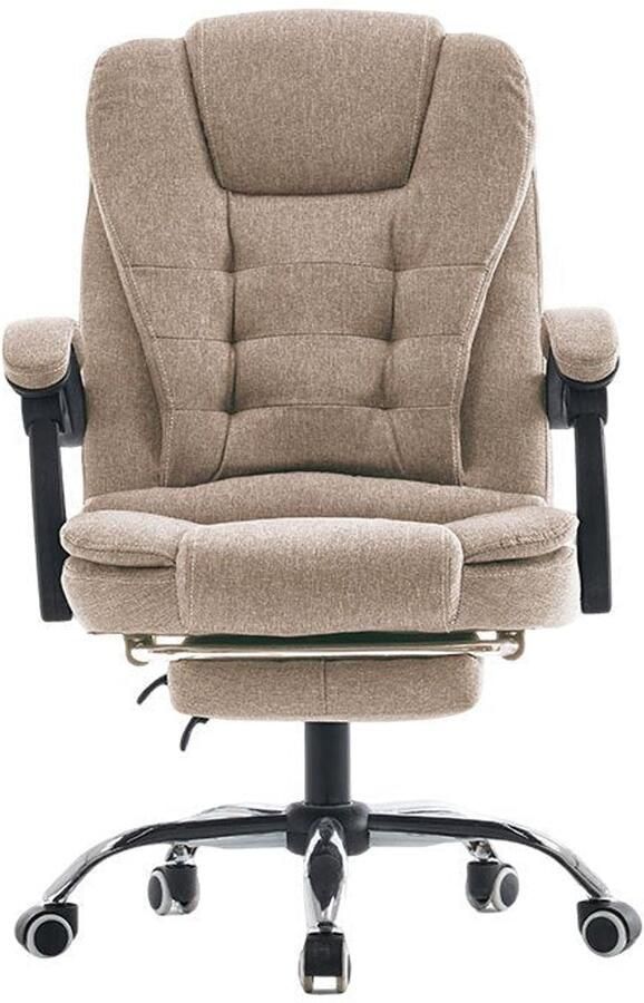 Corenia Bureaustoel – Ergonomische stoel – Computerstoel – Draaistoel – Bureau stoel – In hoogte verstelbaar – Inklapbare armleuningen – Kunstleer – Met metalen frame – Beige