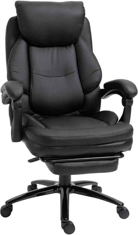Corenia Bureaustoel – Ergonomische Stoel – Office Chair – Draaistoel – Gamingstoel – Verstelbare Zithoogte – Kantelbare Rugleuning Met Voetensteun Zwart