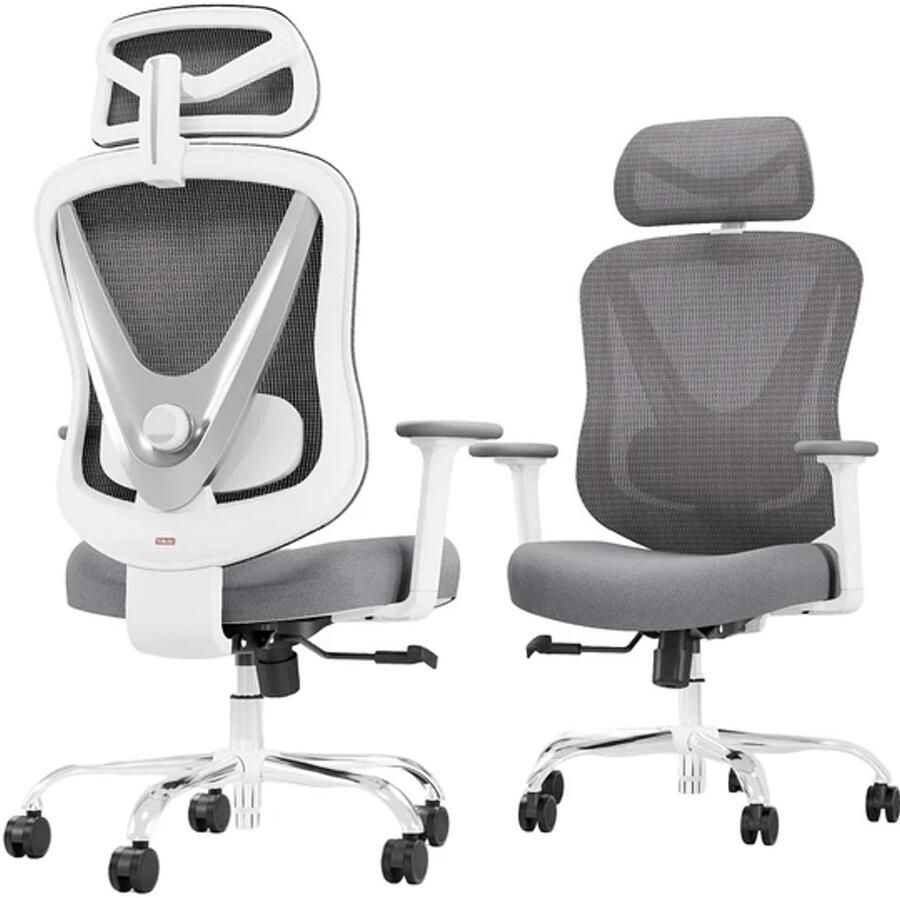 Corenia Bureaustoel – Ergonomische Stoel – Office Chair – Gaming Stoel – Bureaufiets – 4D Verstelbare Armleuningen – 3D Lendensteun Met Flexibele Hoofdsteun – Mesh Rugleuning – Duurzaam Kunststof Frame – Wit