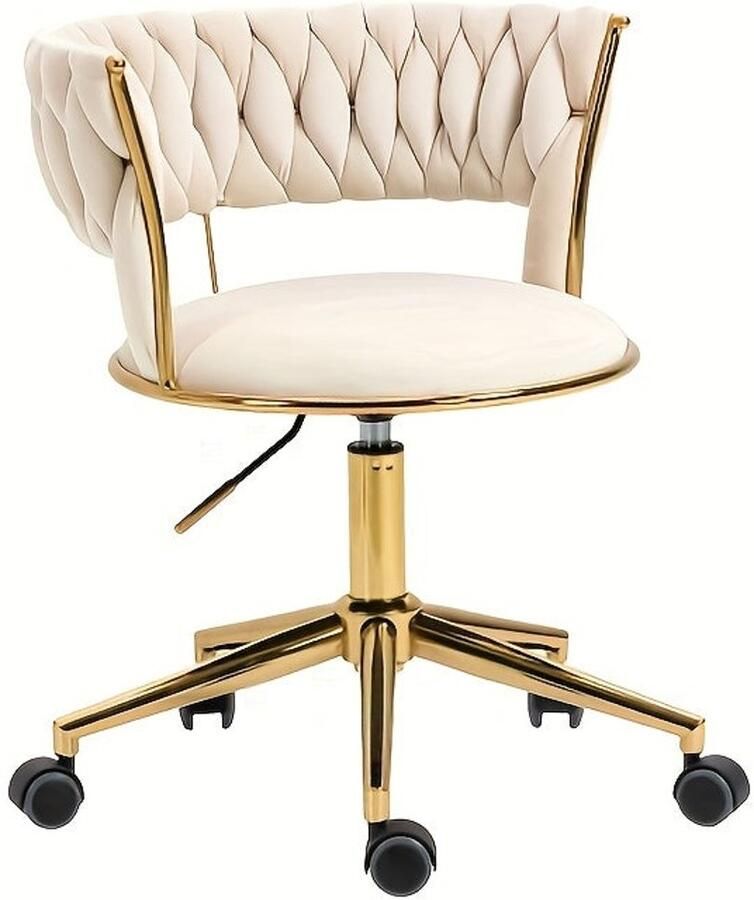 Corenia Bureaustoel – Kantoorstoel – Draaistoel – Bureaustoel Voor Volwassenen – Werkstoel – Ergonomische Rugleuning – Verstelbare Zithoogte – Wit – Vijfwielige Basis