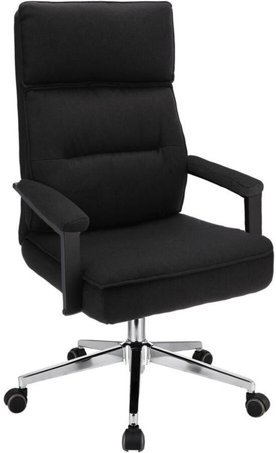 Corenia Bureaustoel – Kantoorstoel – Draaistoel – Office Chair – Computerstoel – Stoffen Bekleding – Verstelbare Zithoogte – Metalen Onderstel Chroom Zwart