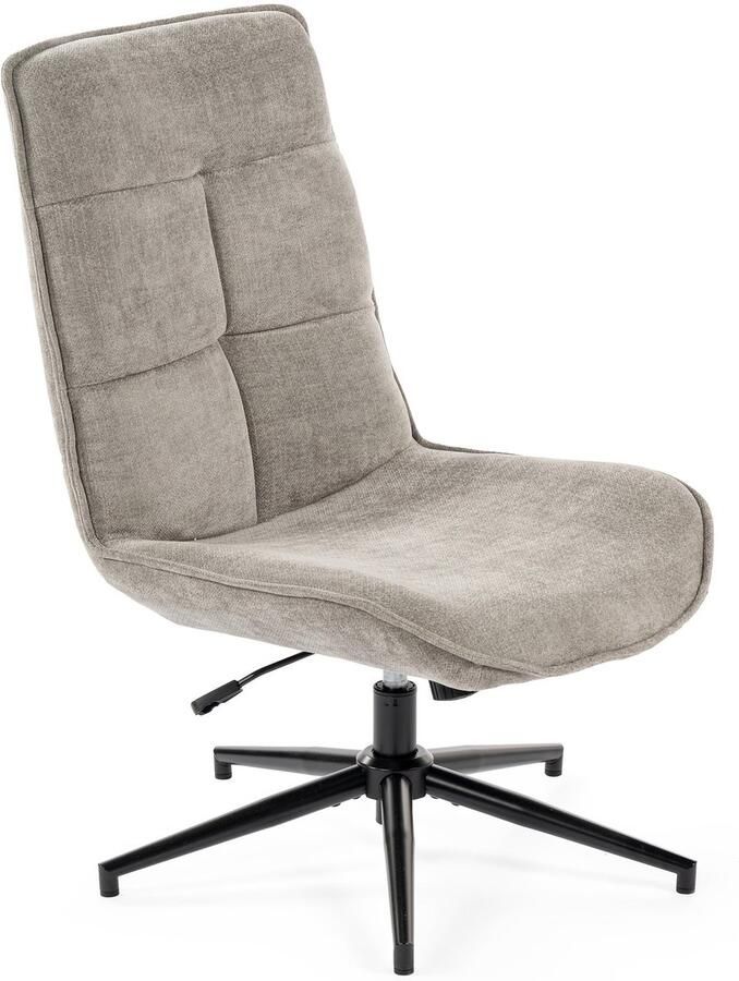 Corenia Bureaustoel – Kantoorstoel – Draaistoel – Werkstoel – Stoel Zonder Armleuningen – Verstelbare Hoogte – 360° Draaibaar – Grijze Microfiber Bekleding – Stalen Onderstel