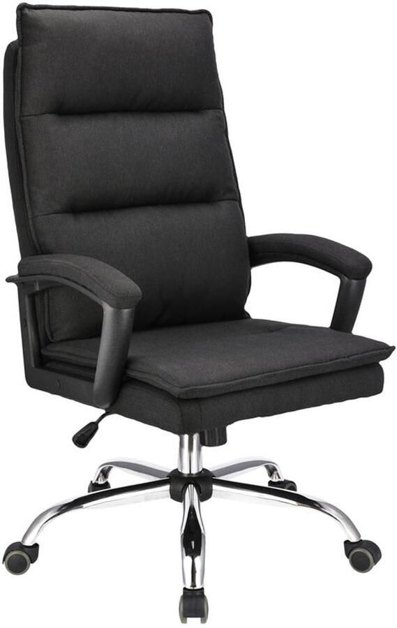 Corenia Bureaustoel – Kantoorstoel – Game Stoel – Office Chair – Gamestoel – Zwart Stof – Met Metalen Onderstel – Verstelbare Zithoogte